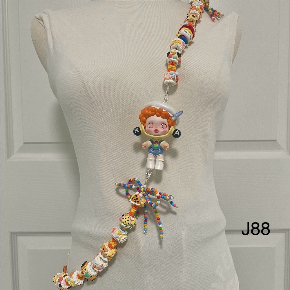 Handmade Crossbody Phone Strap with Figure Toy adjustable for Phone Lanyard,Bag